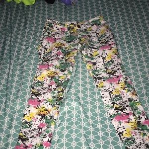 Paint print stretch pants